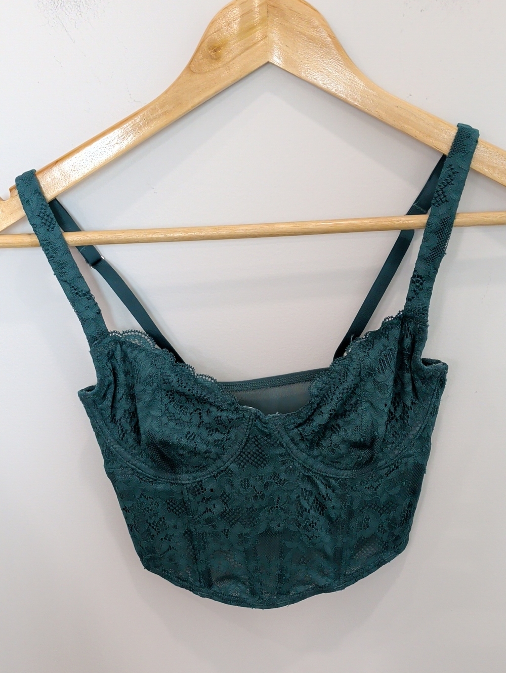 GILLY HICKS | Women's Deep Teal Green Pullover Lace Bustier Corset Top